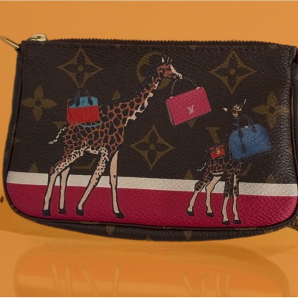 Louis Vuitton Pink and Brown Chain Pochette Giraffe Limited Edition monogram